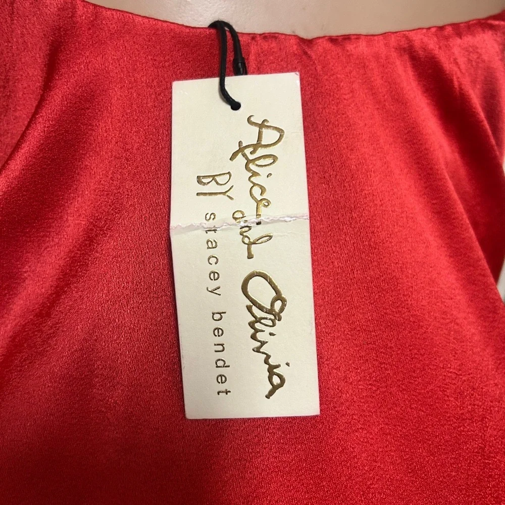 Alice + Olivia Vibrant Red One-Shoulder Dress - Picture 8 of 14